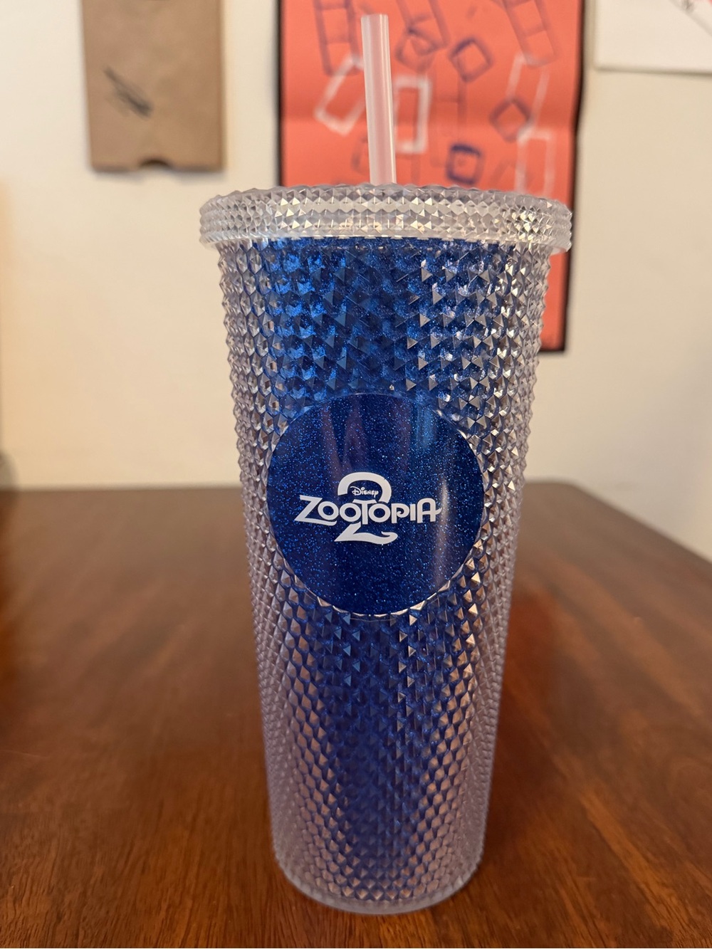 Rare Disney Zootopia 2 Blue Studded Reusable Tumbler with Straw